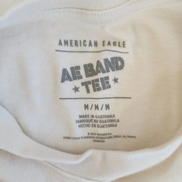 AE Band Tee American Eagle Rolling Stones Graphic Cream Floral Retro Casual Boho - Picture 5 of 8